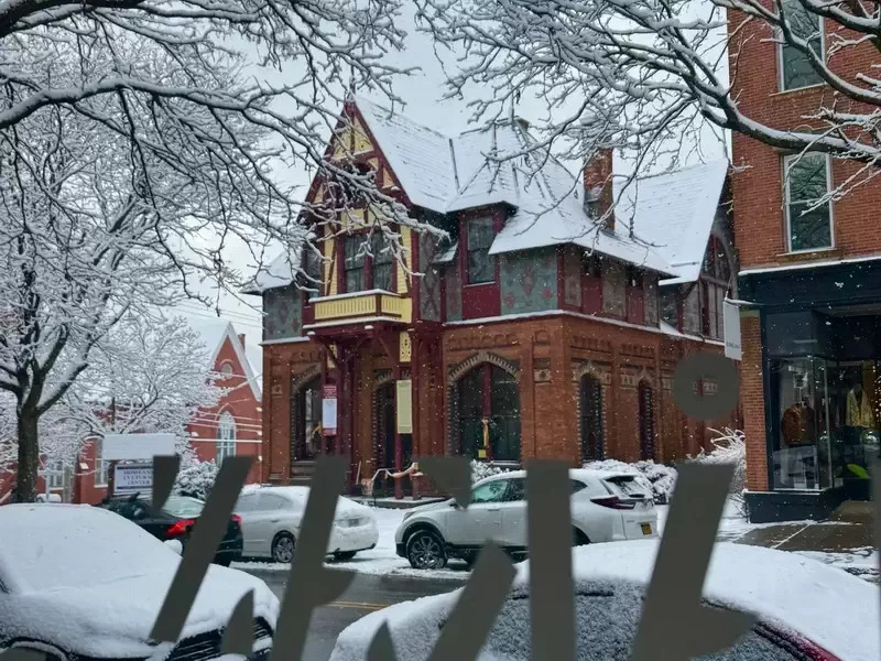 Howland Cultural Center as seen from Hakan Chocolatier.