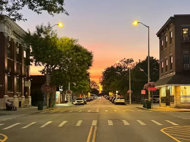  A July sunset on Main Street, Beacon. 