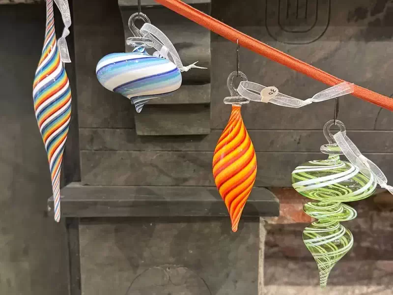  Hudson Beach Glass hand-blown Holiday ornaments. 
