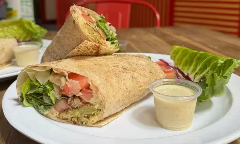  Falafel pita sandwich from Tara Fusion Cuisine. 