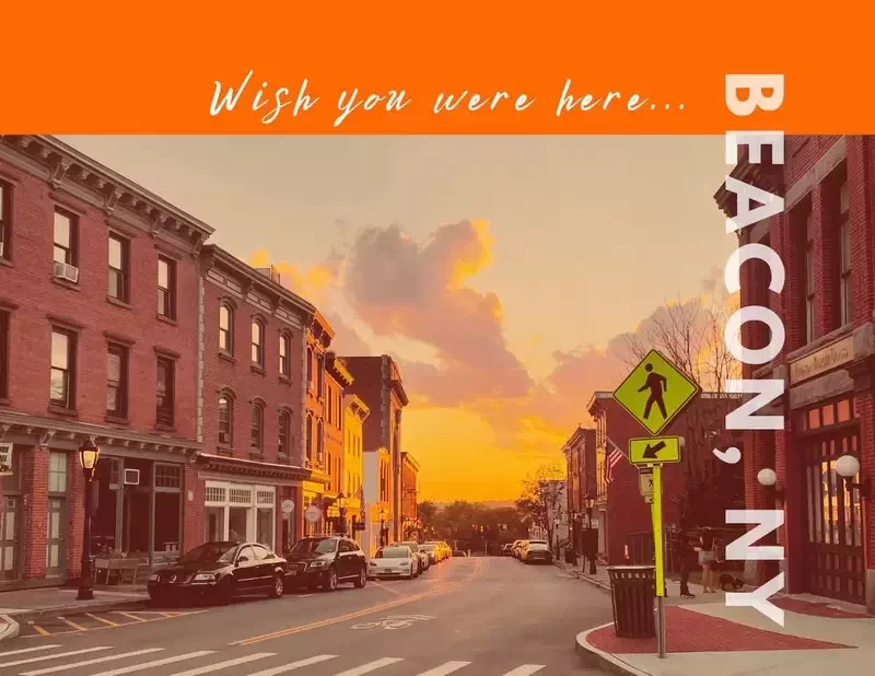  The west end of Main Street, Beacon, NY on a postcard by The Beacon Beacon. 