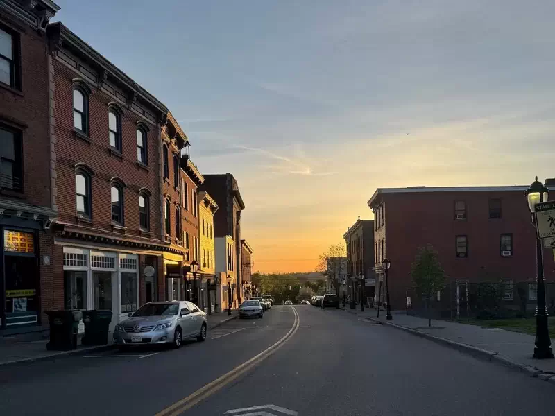  The west end of Main Street at sunset. 