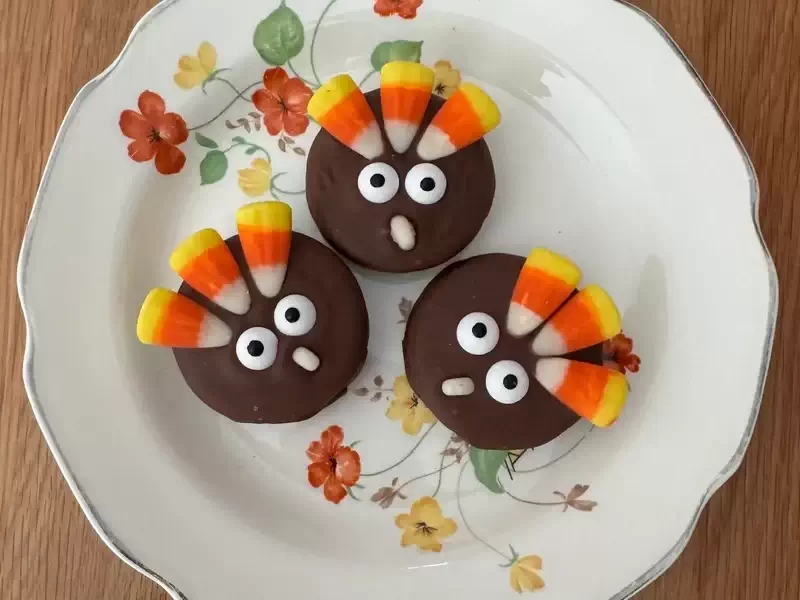 Chocolate turkey cookies from The Chocolate Studio, 2024.