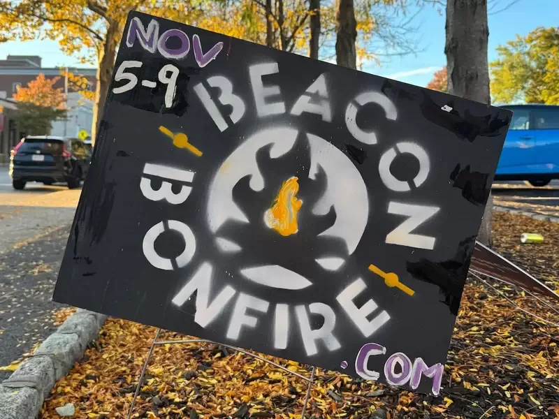  Getting the word out on Main Street, Beacon. 