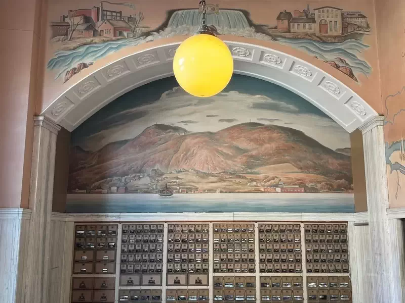 Beacon Post Office, 369 Main Street, home to a stunning 1930s mural by Woodstock artist, Charles Rosen. 