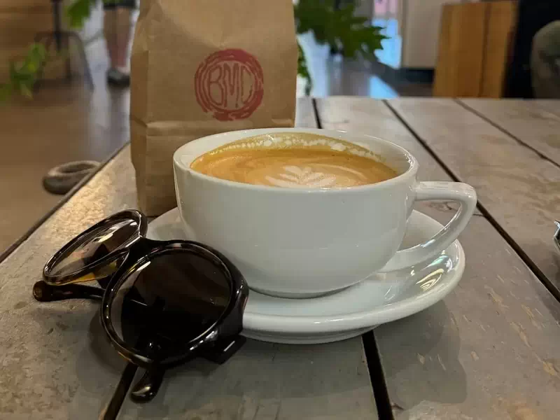  A latte with oat milk from Big Mouth Coffee Roasters 