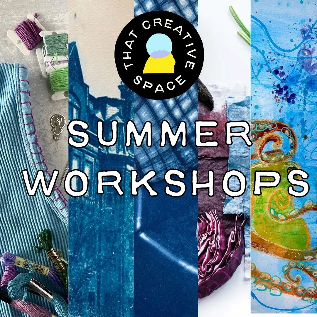 A colorful flyer indicating summer workshops at That Creative Space in Beacon, NY.